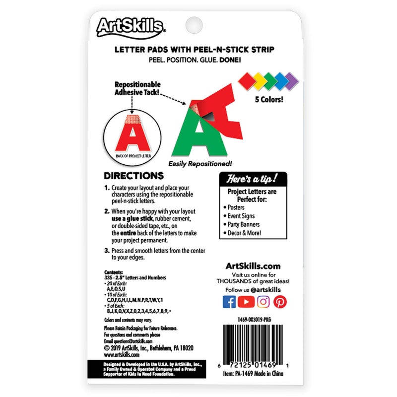 ArtSkills Poster Letters 2.5â€ Paper Letters for Poster Board Projects, Classroom Bulletin Boards, Sign Making Supplies, Classic, 335 Pieces - Image 2